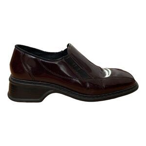 Rieker Burgundy Patent Leather Square Toe Slip On‎ Dress Shoe